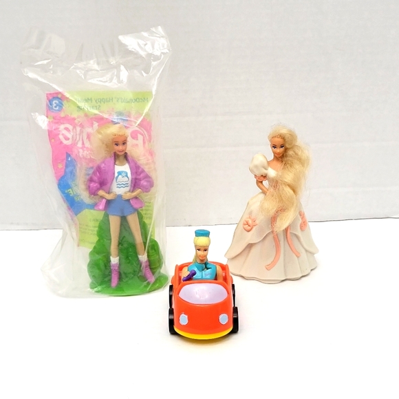 Vintage 3 McDs Barbie Camp Barbie, Loving Bride, Tour Guide Figurines 1990's - Picture 1 of 12